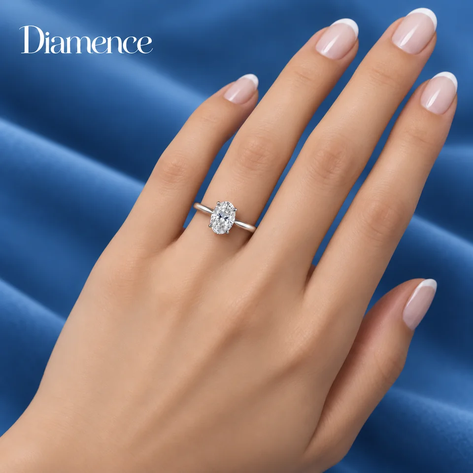 Кольцо Овал — изображение посадки из каталога Diamence