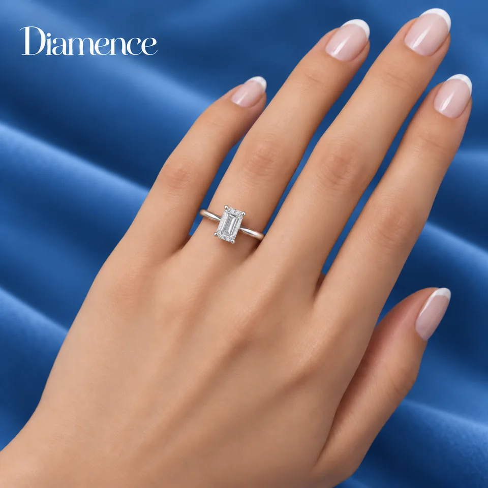 Кольцо Эмеральд — изображение посадки из каталога Diamence