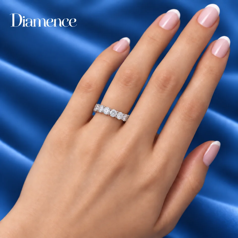 Кольцо полная дорожка Круг — изображение посадки из каталога Diamence