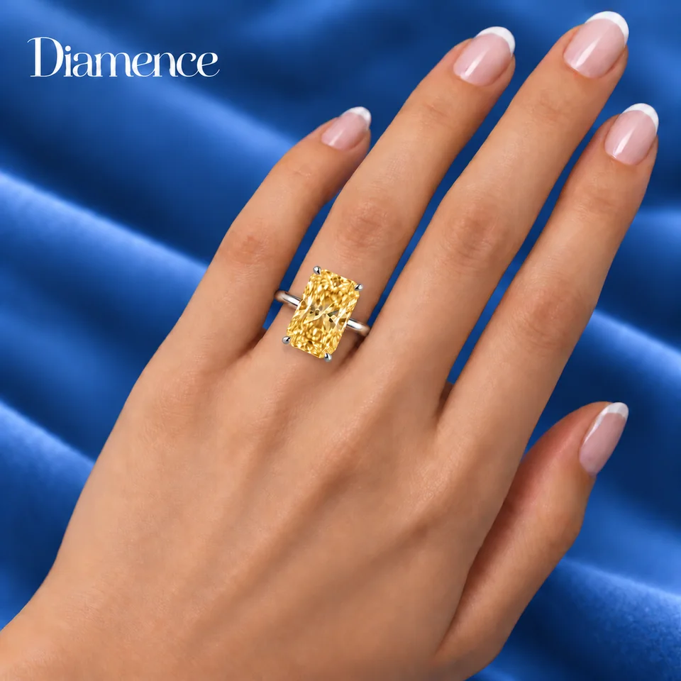 Кольцо желтый Радиант — изображение посадки из каталога Diamence